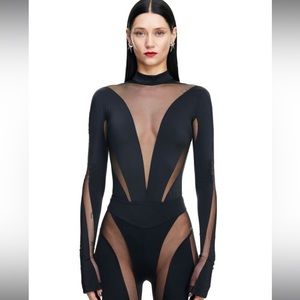 H&M x Mugler Mesh-paneled Bodysuit